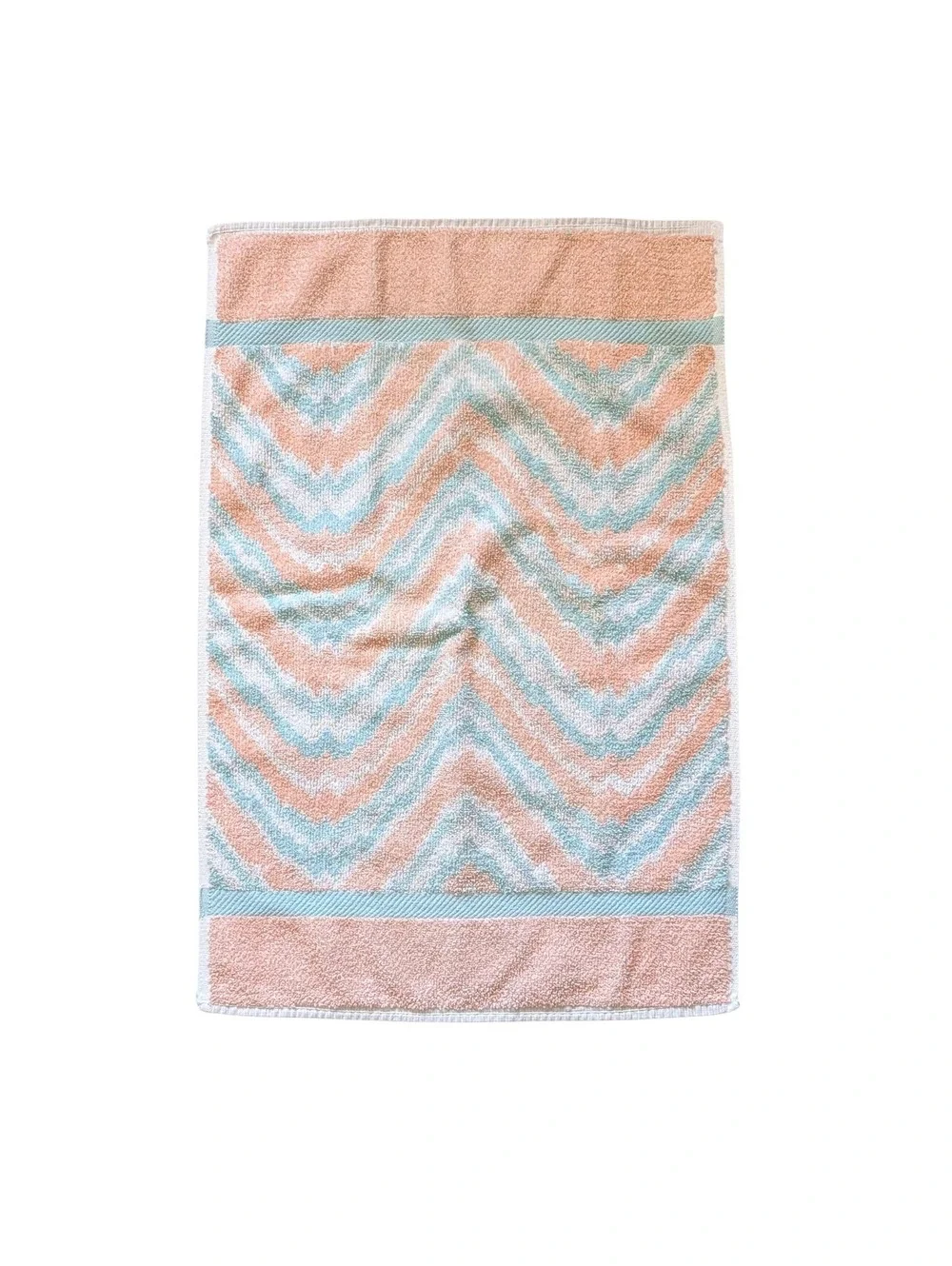1980s Vintage Hand Towels with Pastel Chevron Pattern